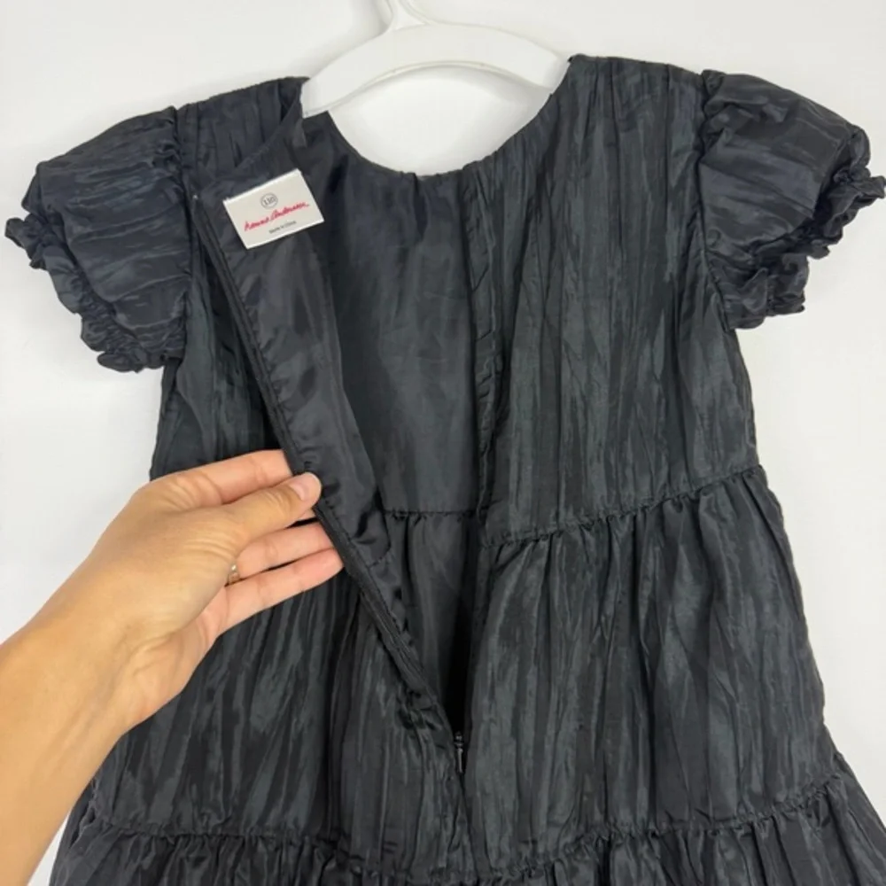 Hanna Andersson Girl's Fancy Special Occasion‎ Black Crinkly Dress w/Rosettes